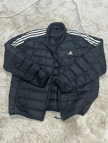Куртки: Пуховая куртка adidas primegreen - Цвет: черный с белыми тремя — 1