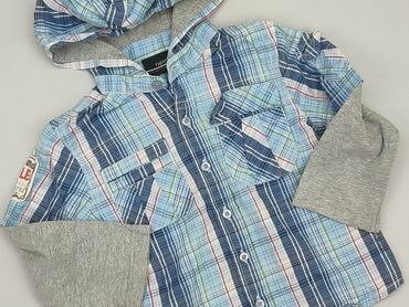 długie sukienki z długim rękawem: Shirt 1.5-2 years, condition - Good, pattern - Cell, color - Light blue