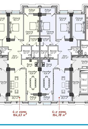 Продажа квартир: 4 комнаты, 164 м², Асанбай мкр Элитка, 15 этаж, ПСО (под самоотделку) — 2