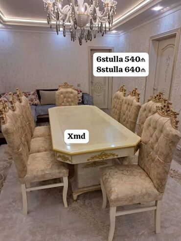 stol stul metbex: Для кухни, Для гостиной, Новый, Нераскладной, Прямоугольный стол, 6 стульев