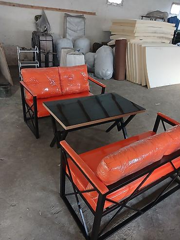 eyvan az: Kafe və lounge üçün metal karkaslı oturma dəsti - Tərkib: 2 ədəd iki — 2