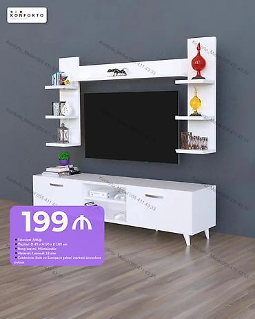 Televizor altlığı və divar rəfləri dəsti - Ölçü: Dərinlik 40 sm ×