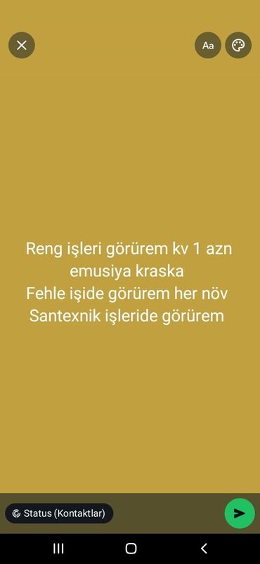Təlim, kurslar: Peşəkar usta xidməti - Rəngləmə işləri: emulsiya/kraska ilə divar və