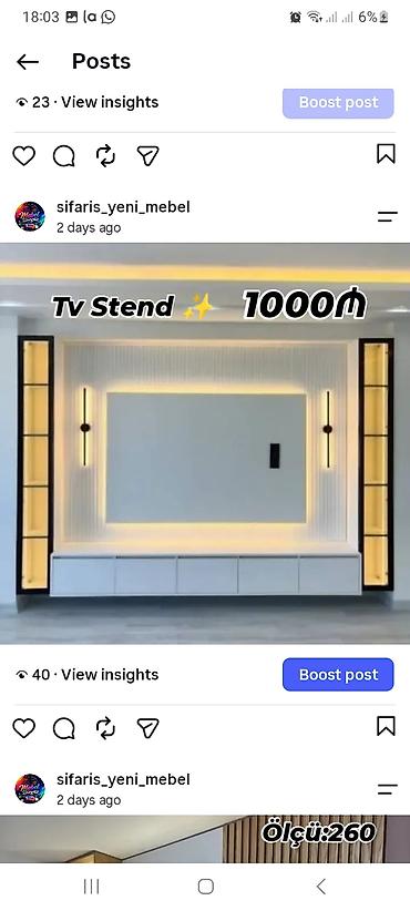 106 ekran tv: TV stend – müasir dizayn - Divara quraşdırılan geniş TV paneli — 1