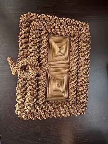 bir balaca sandiqca: Əl işı toxuma qutu - Material: təbii toxuma (kağız/qamış effektli) — 1