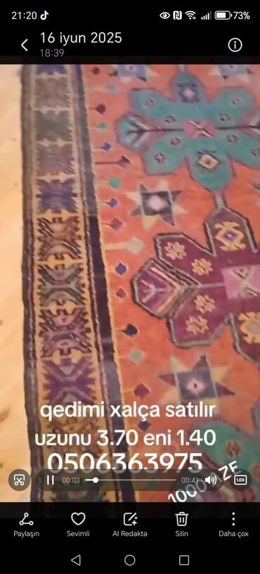 Digər: Qedim xalca satilır el isidir cox qalın toxunma 👍👍