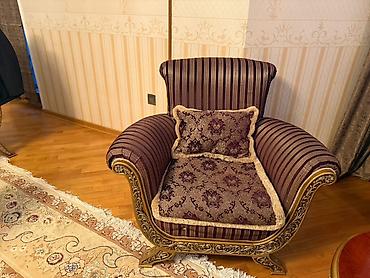 klasik divan: İşlənmiş, Klassik divan, Divan, 2 kreslo, Bazasız, Açılmayan — 3