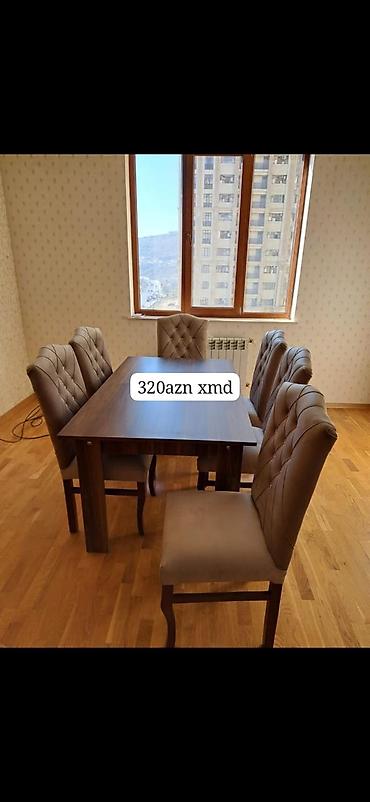 12 nəfərlik stol: Yemək otağı dəsti – masa və 6 stul - Dəst: 1 ədəd düzbucaqlı masa + 6 — 1
