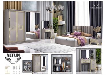 бу кухонный гарнитур в бишкеке: Двуспальная кровать, Шкаф, Трюмо, 2 тумбы, Турция, Новый