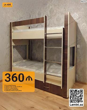 İki mərtəbəli çarpayı – Kod: 2117 - Ölçülər: D 90 × H 180 × E 200 sm