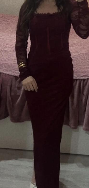 xs plata: Bordo rəngli uzun ziyafət geyimi Təzədir. Heç geyinilməyib. - Model — 1