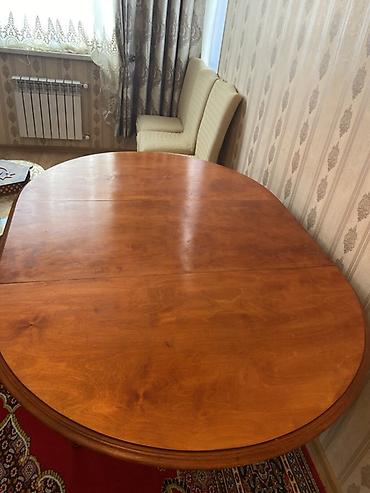 ustollar: Oval formal süfrə/otalı masa - Material: tam ağac (ağac teksturası — 2