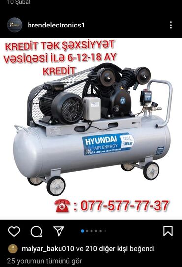 islenmis kompressor satisi: Kredit 🛠 Kompressorlar 🛠 Hər litrojda və ölçüdə səsli və səssiz