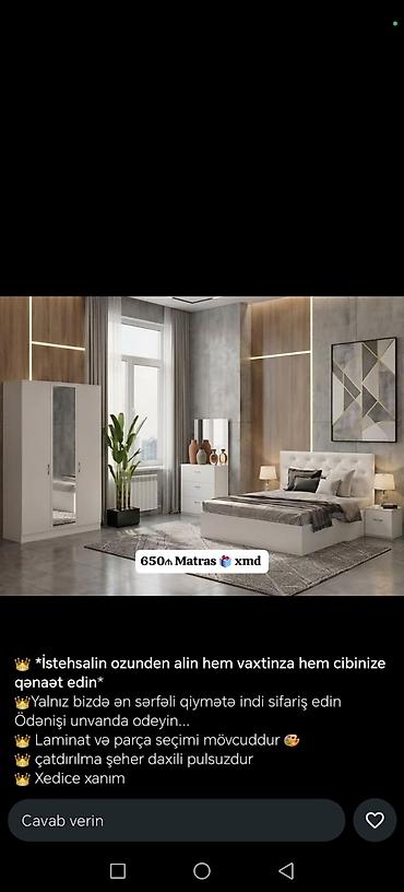 loft masa: Yataq otağı mebel dəsti – müasir dizayn Tərkibi: - Çarpayı (başlıqla) — 1