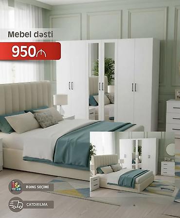 Yataq otağı üçün mebel dəsti Komplekt: - Yumşaq başlıqlı iki nəfərlik