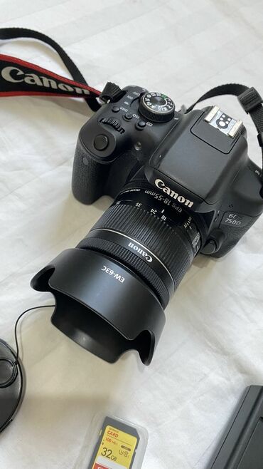 зеркальный фотоаппарат цена: Canon eos 750d. Fotoaparat ideal veziyyetdedir, ilk sahibiyem, heves