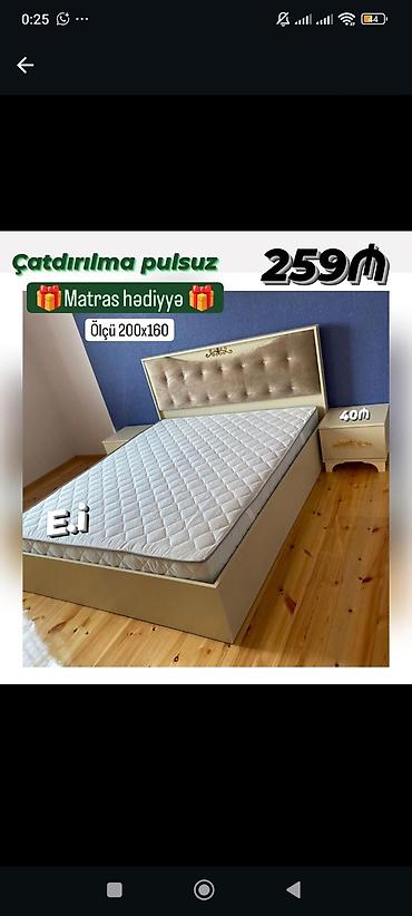 İki nəfərlik yataq dəsti – ölçü 200x160. - Başlıq: yumşaq, düyməli