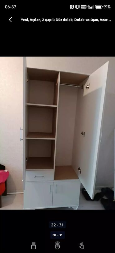 Dolablar: Yeni, Açılan, 2 qapılı Düz dolab, Dolab-asılqan, Azərbaycan — 22