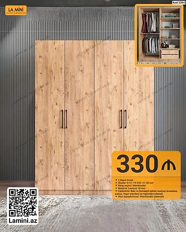 la mini: LA MINI 4 qapılı dolab - Ölçülər: D 47 x H 200 x E 160 sm - Material — 1