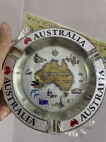 souvenir: Сувенирная пепельница Australia - Круглая металлическая пепельница с — 1