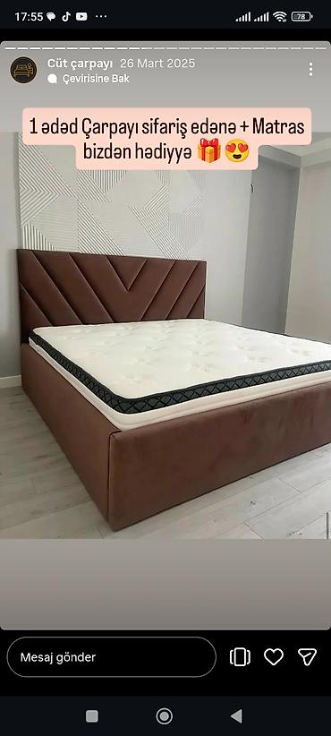 islenmis matras: Yeni, İkinəfərlik çarpayı, Matras ilə, Siyirməsiz — 1