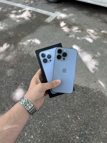 iphone 13 en ucuz: IPhone 13 Pro, 128 GB, Sierra Blue, Face ID, Simsiz şarj, Sənədlərlə