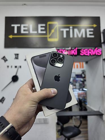 ucar iphone: IPhone 15 Pro, 128 GB, Black Titanium, Zəmanət, Simsiz şarj, Face ID — 1