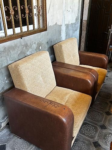 Mebel: Mebel dəsti – yumşaq kreslo, taxta çarpayı və düzbucaqlı masa - — 5