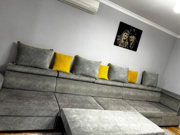 диваны расрочка: Угловой диван, цвет - Серый, Б/у