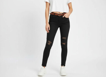 dżinsy z wysokim stanem czarne: Bershka, Jeans for women, size S