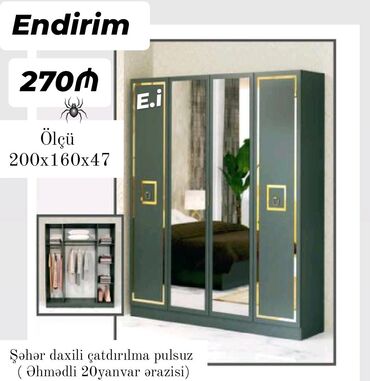 Çarpayılar: Yeni, Düz dolab, Qarderob, paltar dolabı