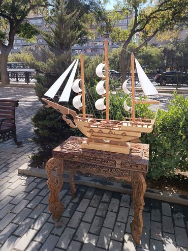 Gəmi modelləri: 1-ci şəkildəki Əl işi Qoz agacı Gəmi 25azn Qoz Ağacından hazırlanmış — 4