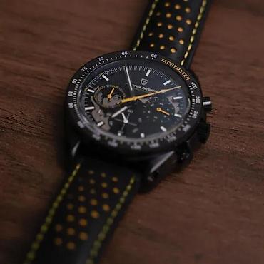 Ručni satovi: PAGANI DESIGN PD-1779 -40mm- Crna/Žuta -Omega Speedmaster Potpuno nov — 4