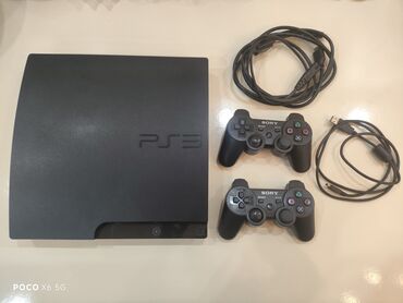 PS3 (Sony PlayStation 3): PlayStation 3 Slim — 20 oyun, 2 pult, ideal vəziyyətdə! PS3 Slim