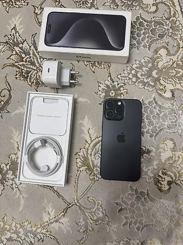электрический машина: IPhone 15 Pro Max, Б/у, 256 ГБ, Black Titanium, Зарядное устройство, Защитное стекло, Чехол, 94 % — 3