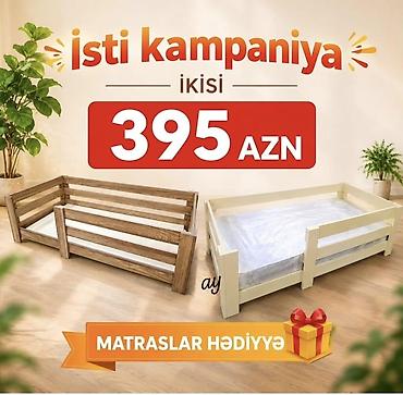 uşaq yataq mebeli: 1.Uşaq çarpayıları dəsti – 2 ədəd - Dəst: açıq ağ rəngdə və ağac — 1