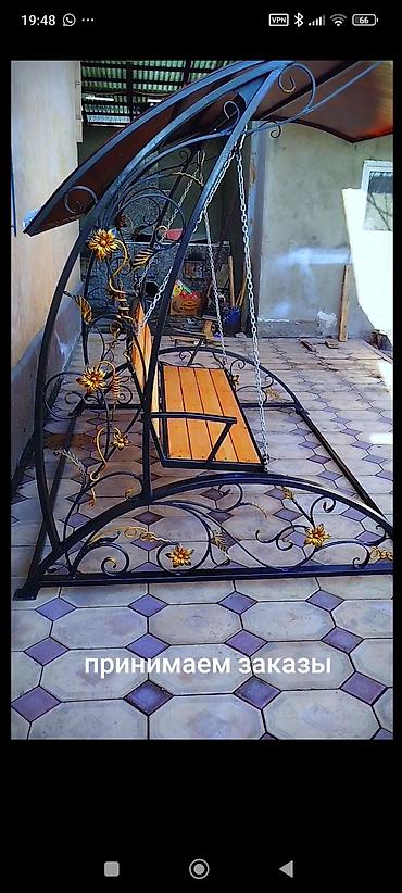 Садовые качели: Садовые качели Металл, Со спинкой, С крышей — 6