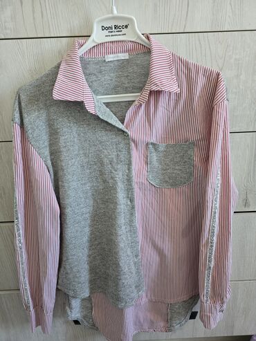 бордовая водолазка: Рубашка, Классическая модель, В полоску, Италия