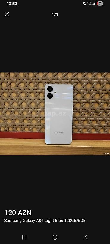 iphone 6 ekran: Samsung Galaxy A06, 128 GB, rəng - Ağ, Qırıq — 1