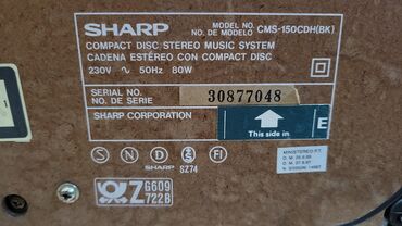 Динамики и колонки: Продам SHARP из 80г, без колонок нету, без пульта, стоял долго, сд — 17