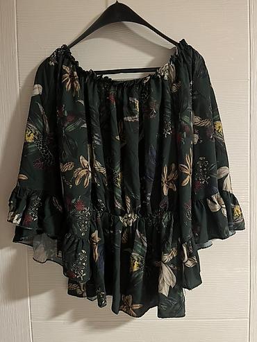 baletanke na vezivanje: Ženska bluza sa cvetnim printom - Model: široka, lepršava bluza sa — 1