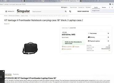 Futrole i torbe za laptopove: V7 Vantage II Frontloader torba za laptop 16" - Model: CCV21-9E — 3