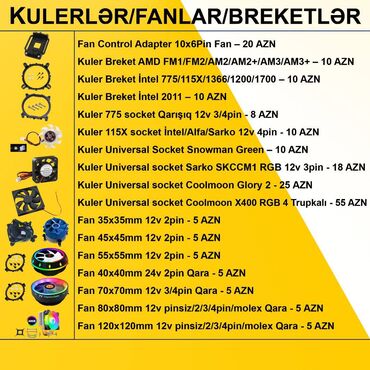 Prosessorlar: Kulerlər/Fanlar/Breketlər ⭐Fan Control Adapter 10x6Pin Fan – 20 AZN