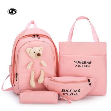 Rukzaklar: Dördlü və beşli çantalar dəsti. Dəstə bir ədəd rəngli və rəngli — 25