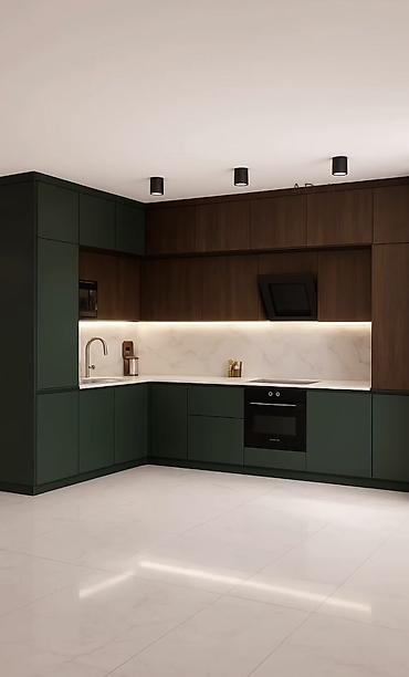 silver kitchen: Кухонный гарнитур, Новый, цвет - Зеленый, МДФ, Бесплатная доставка — 1