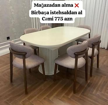 mdf panel: Qonaq otağı üçün, Yeni, Açılmayan, Oval masa, 6 stul — 1