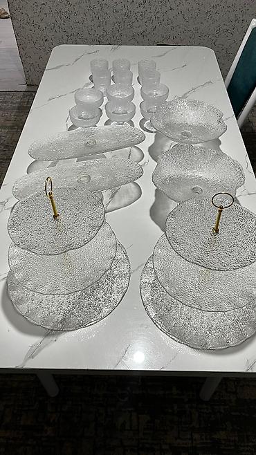 Наборы посуды: Стеклянный набор для сервировки десертов и фруктов, прозрачное — 9