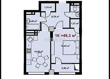 сдача квартиры в наем: 1 комната, 50 м², Элитка, 11 этаж, ПСО (под самоотделку) — 1