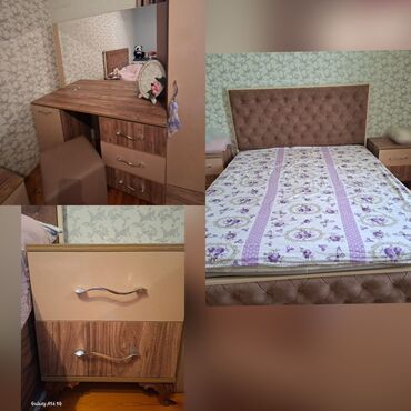 кровать: 2 односпальные кровати, Трюмо, Тумба, Б/у
