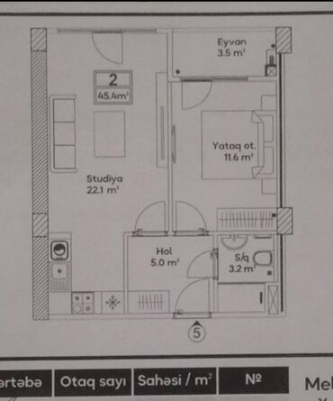 Yeni tikili: 2 otaqlı, Yeni tikili, m. 20 Yanvar, 45 kv. m — 3